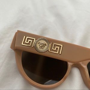 Versace Tan Cat Eye Sunglasses with Gold Logo